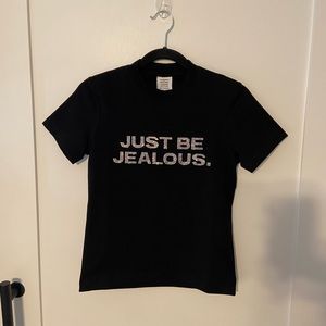 Vetements 2023 ‘just be jealous’ Crystal Embellishments Black shirt